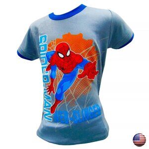 NWT SPIDER-MAN SUPERHEROE KIDS GRAY CREW NECK SHORT SLEEVE T-SHIRT SIZE 10
